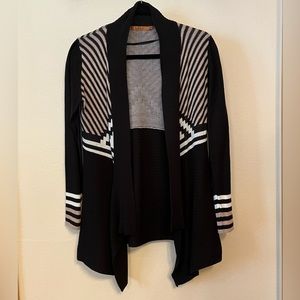 Belldini Women's Cardigan Open Front Sweater Black Multi Color Size PM